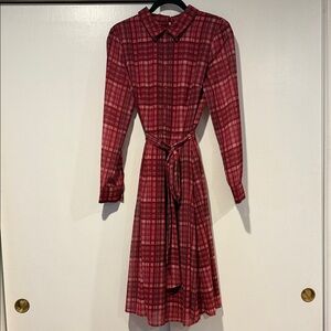 Gal Meets Glam Red Plaid Long Sleeve Dress